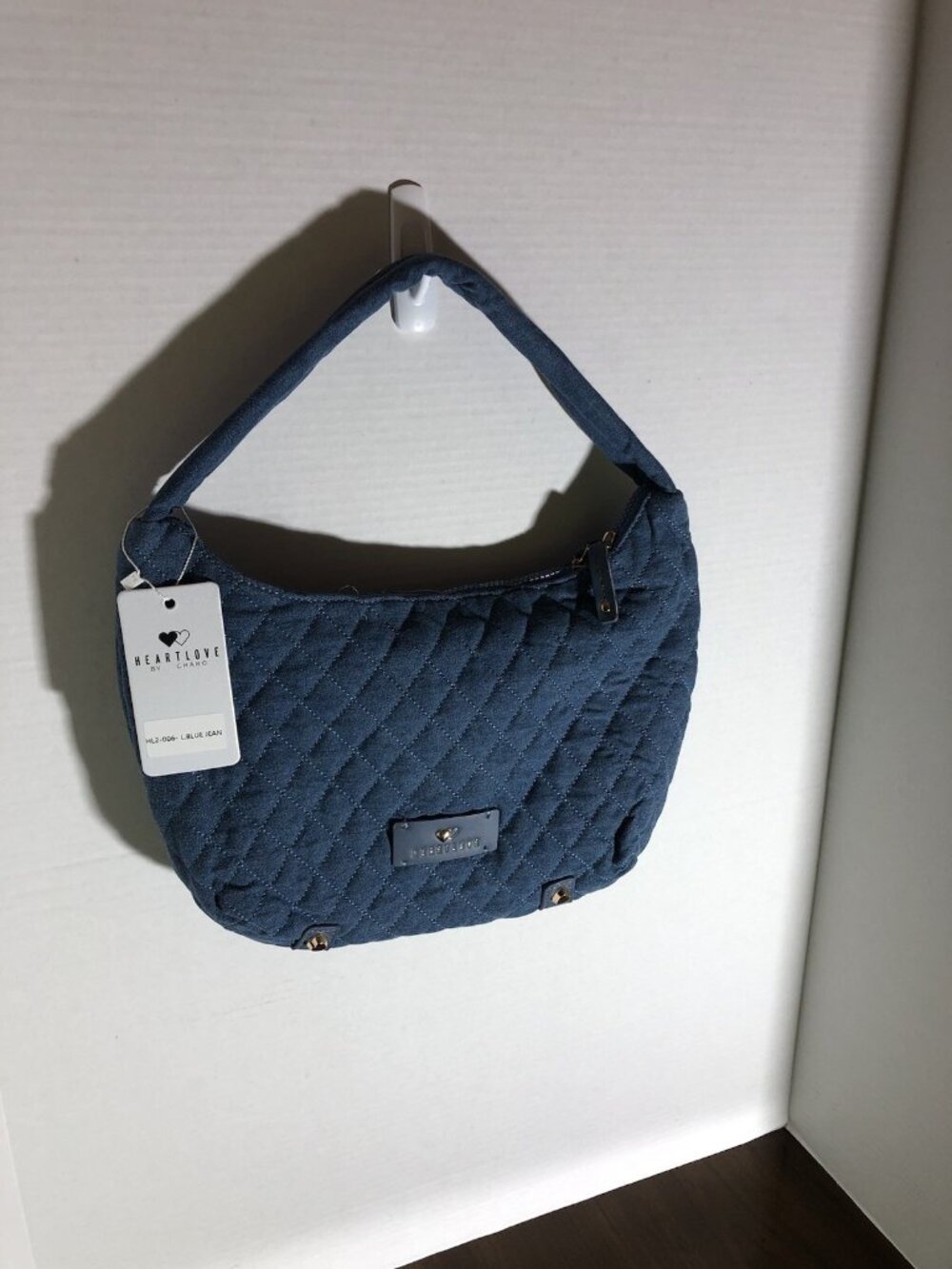 Heart Love Denim Shoulder Bag 14” x 9”